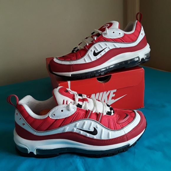 Nike Air Max 98 Gym Red Wht Sz 9.5 Women & 8 Men Nike Air Max 98 Gym Red Wht Sz 9.5 Women & 8 Men